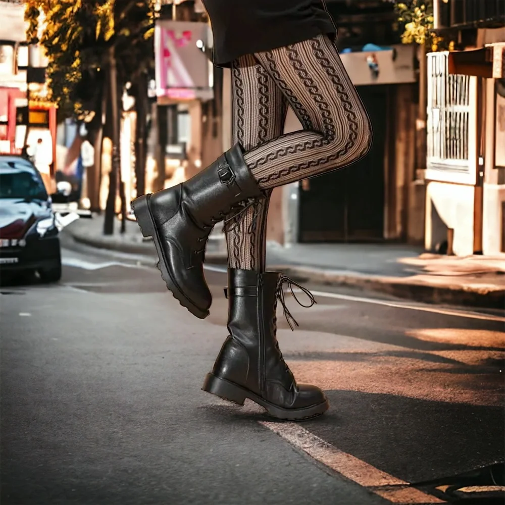 Twist Pattern Black Pantyhose, Sexy Slim Fit Footed Pantyhose One Size